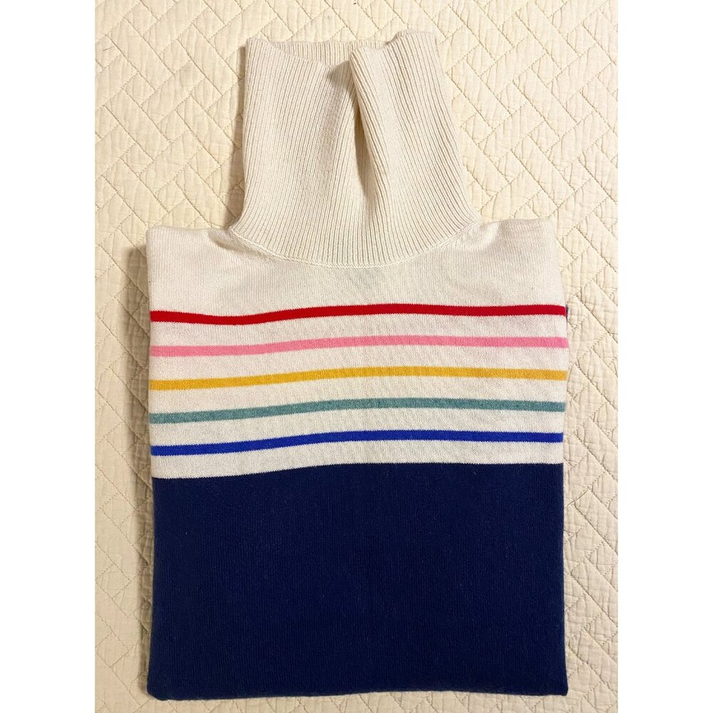 Lands End Women's Cashmere Colorblock Turtleneck Sweater, Tall Medium